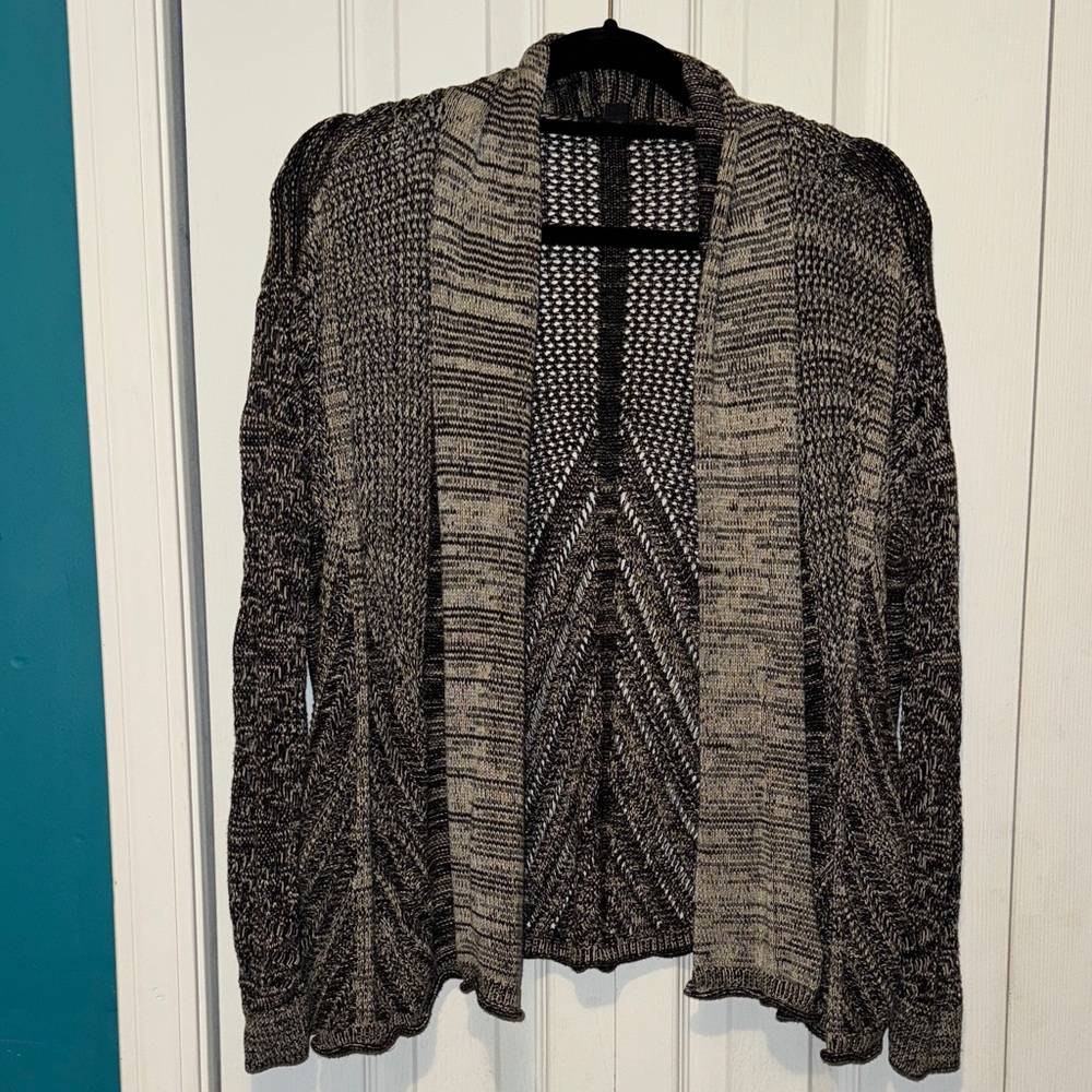 Esprit Black and Cream drape Open-Front Cardigan